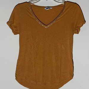 H&M Rhinestone collared v-neck